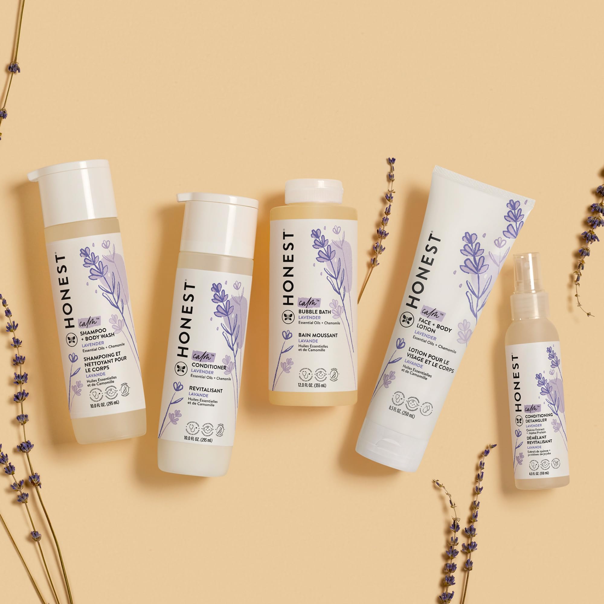 The Honest Company label closeup showing hypoallergenic, vegan, and cruelty-free benefits