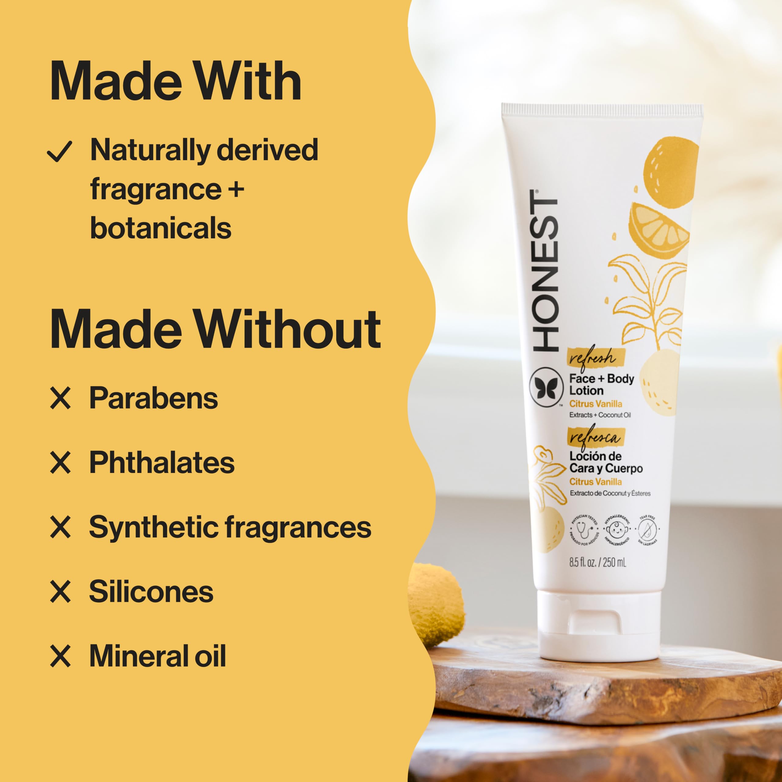 The Honest Company applying lotion to hand to show quick absorption benefit