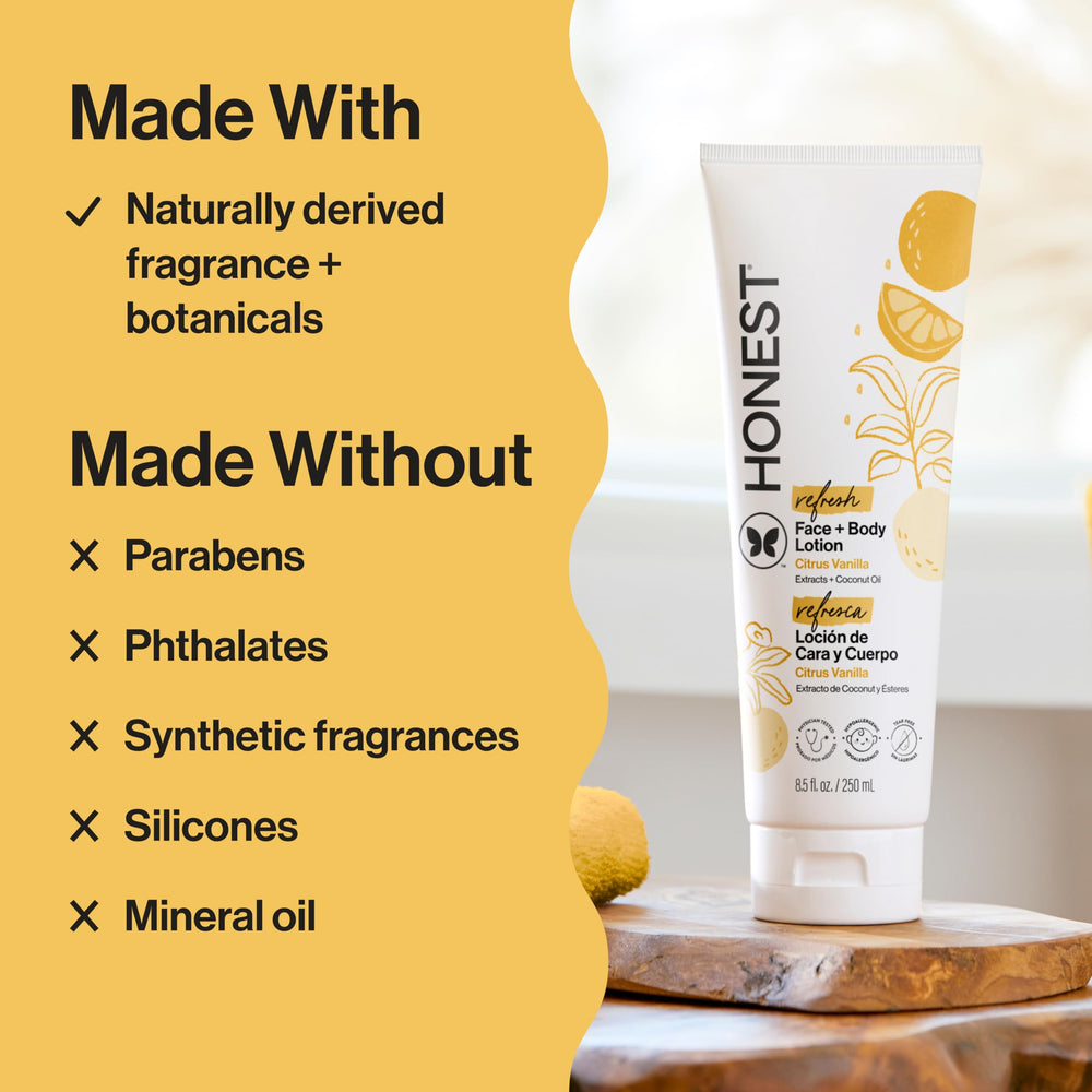 The Honest Company applying lotion to hand to show quick absorption benefit