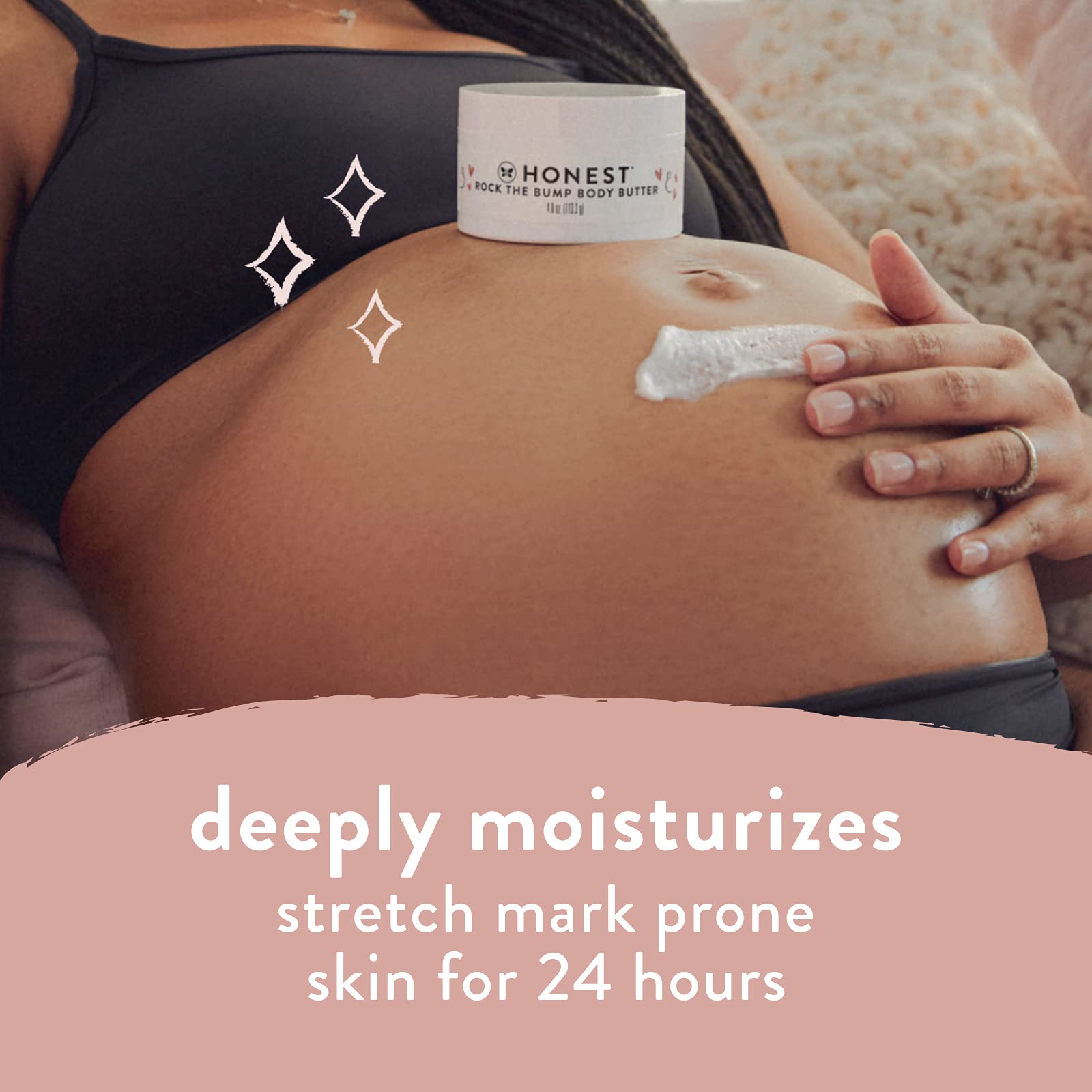 The Honest Company open jar texture shot highlighting rich moisturizing feel