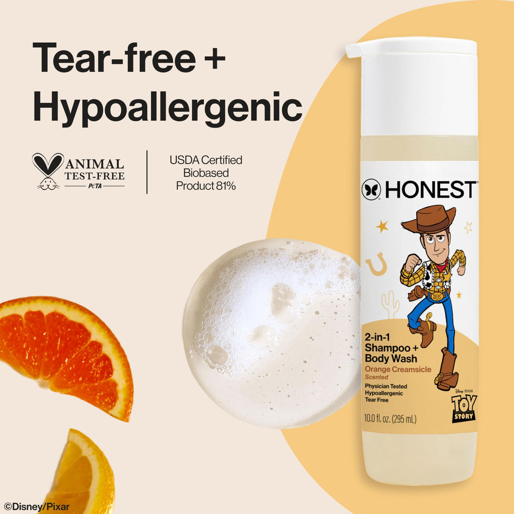 The Honest Company pump close-up and creamy texture providing easy dispensing