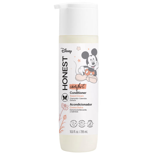 The Honest Company front packaging showing Sweet Cream scent and benefit of gentle conditioning