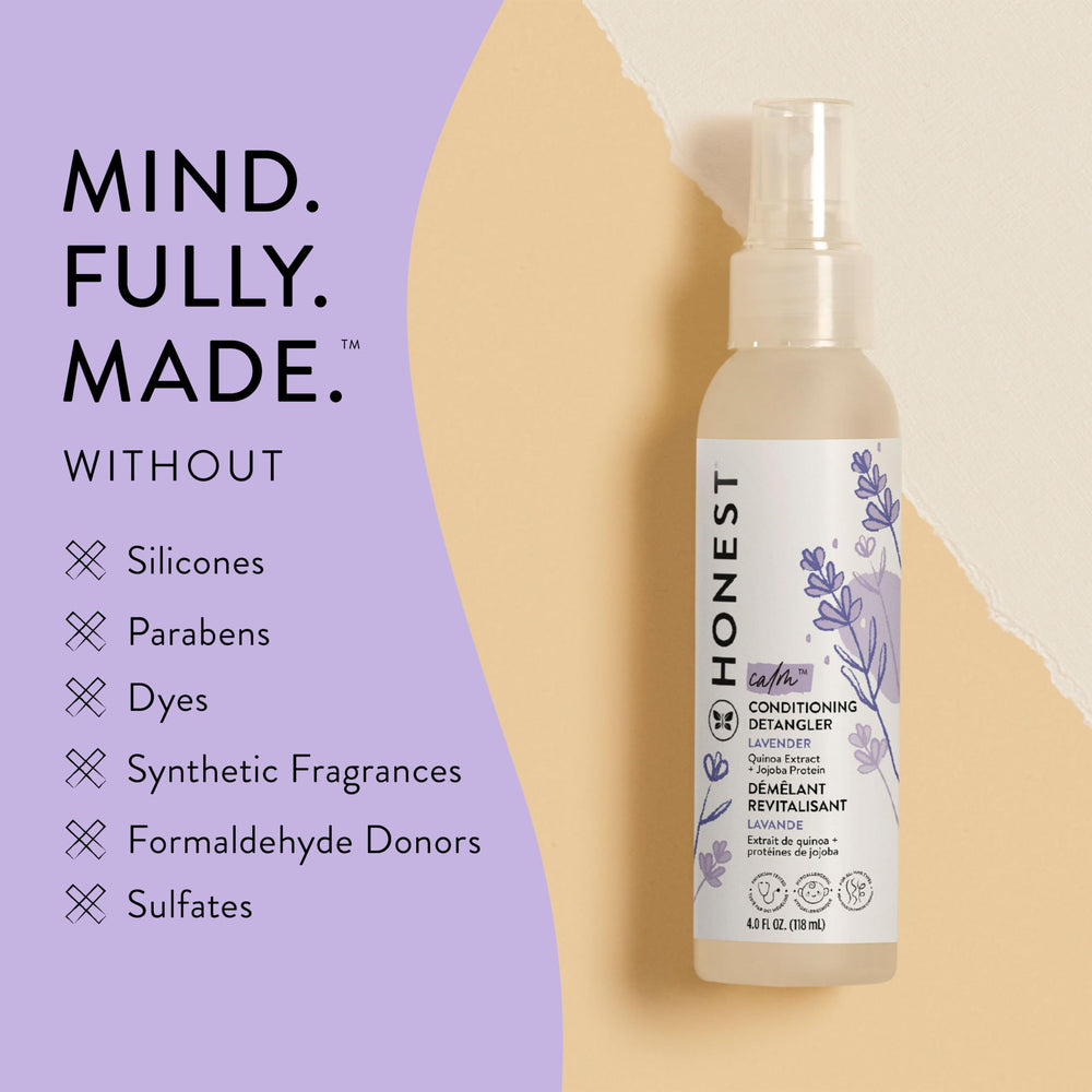 The Honest Company texture on hair strand showing lightweight hydration and smooth finish
