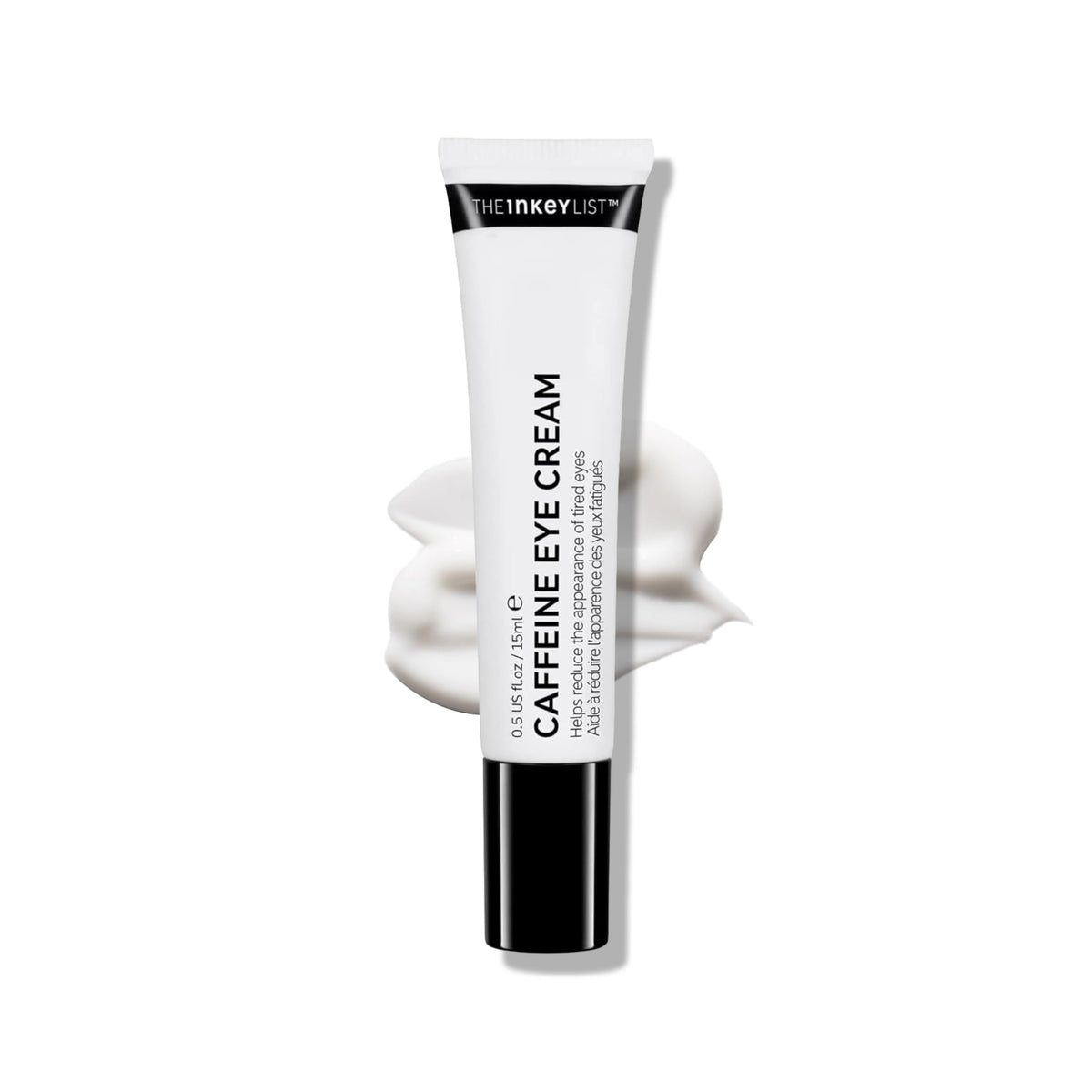 The INKEY List tube front view showing compact eye cream for travel convenience