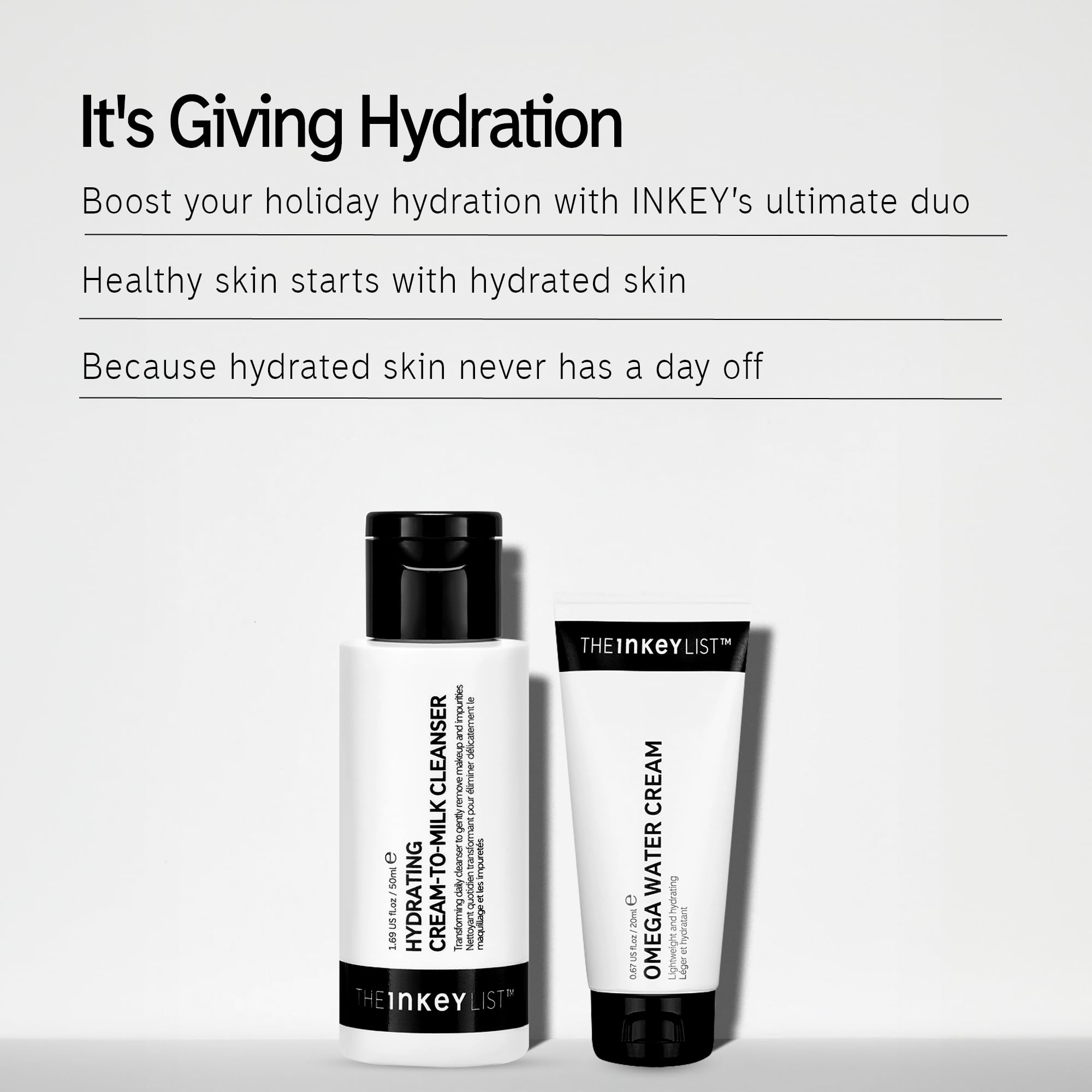 The INKEY List cream-to-milk cleanser pump close-up showing texture control and easy dispensing benefit