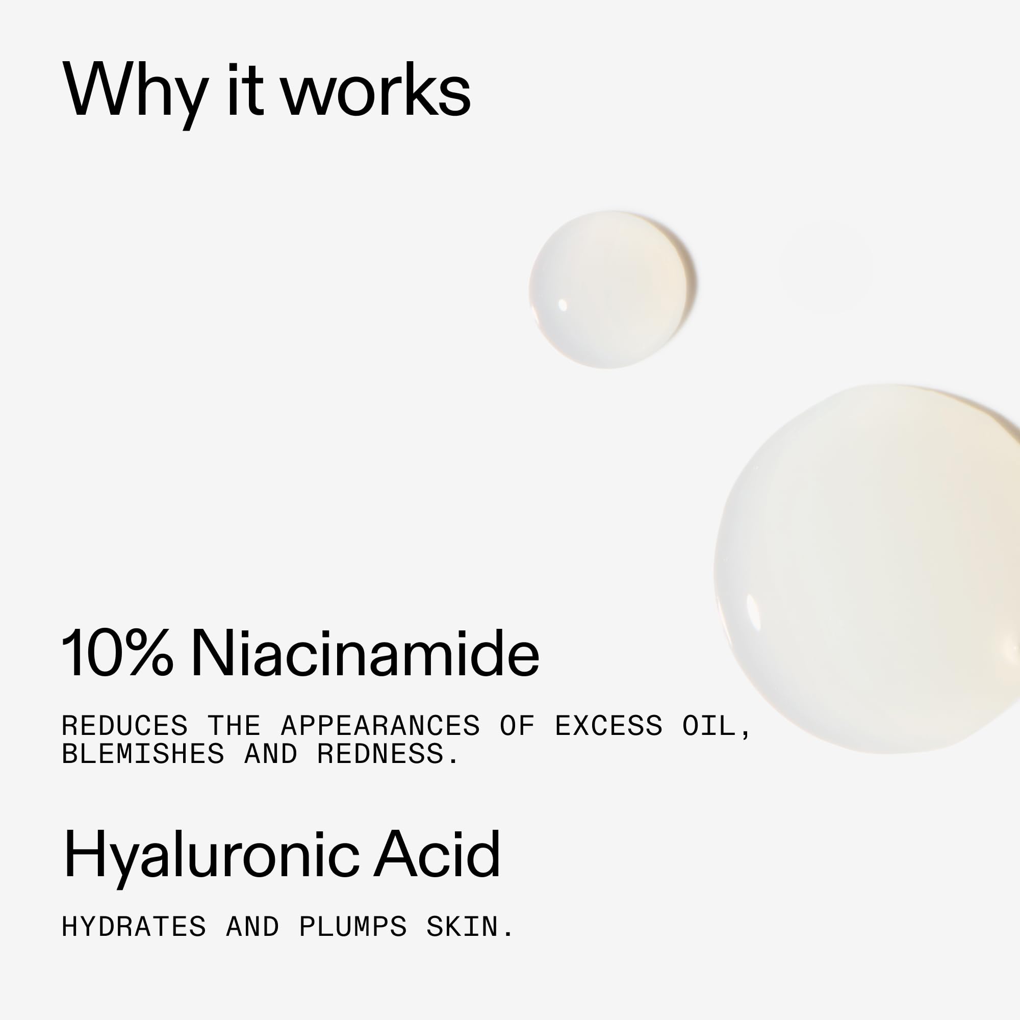The INKEY List ingredient label view showing 10% niacinamide and 1% hyaluronic acid