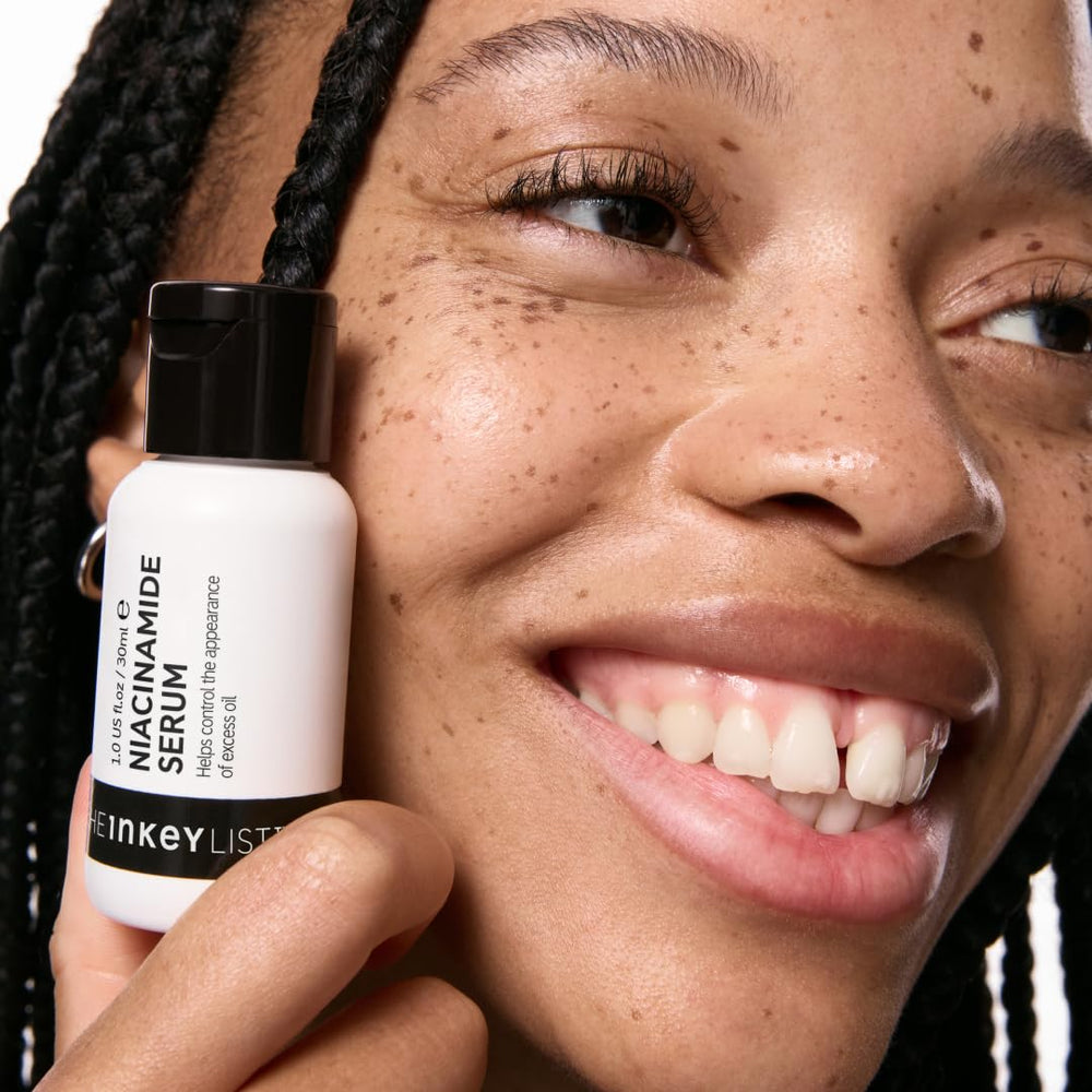 The INKEY List serum placed on bathroom shelf in lifestyle setting inspiring daily use