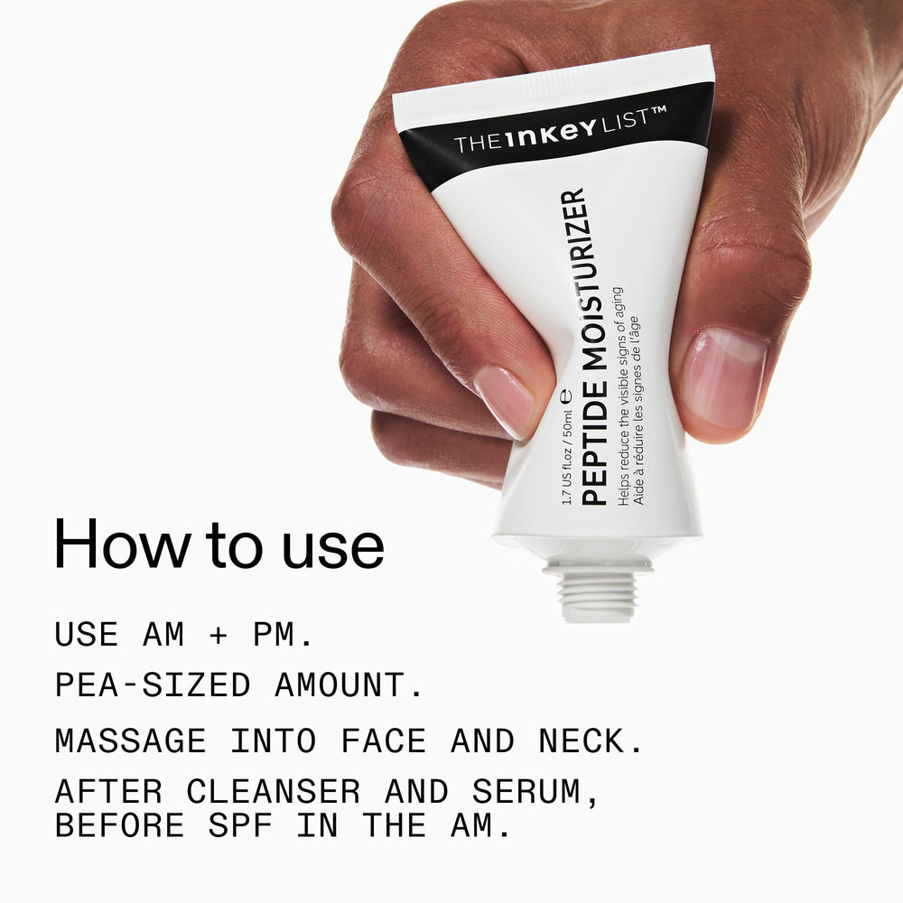 The INKEY List moisturizer held in hand to show 1.69 fl oz scale and travel-friendly convenience