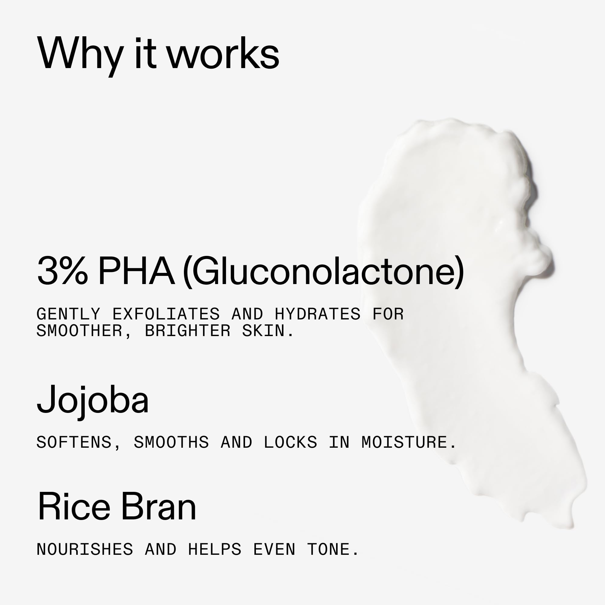 Close-up of The INKEY List label and ingredients list, highlighting 3% PHA and nourishing components for gentle exfoliation