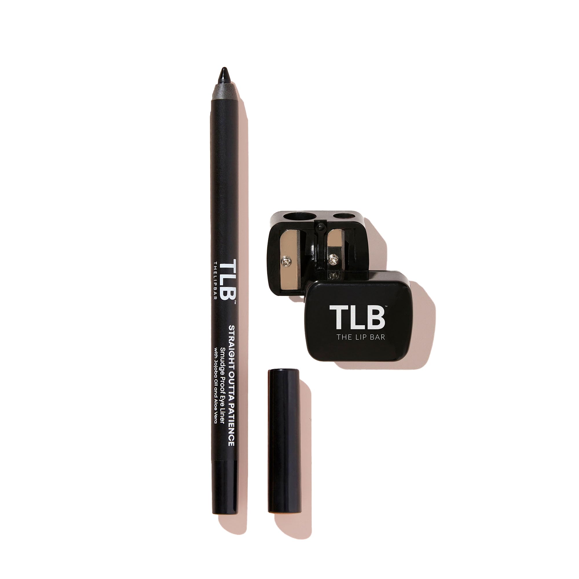 The Lip Bar eyeliner kit front packaging shows contents and bold black finish