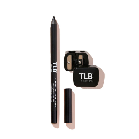 The Lip Bar eyeliner kit front packaging shows contents and bold black finish