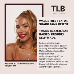 The Lip Bar straight shooter applied on lips demonstrating defined, matte finish