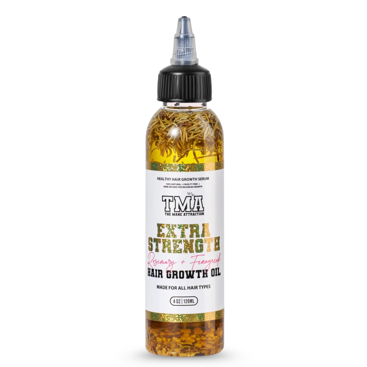The Mane Attraction front packaging showing 4 fl oz bottle and brand benefit