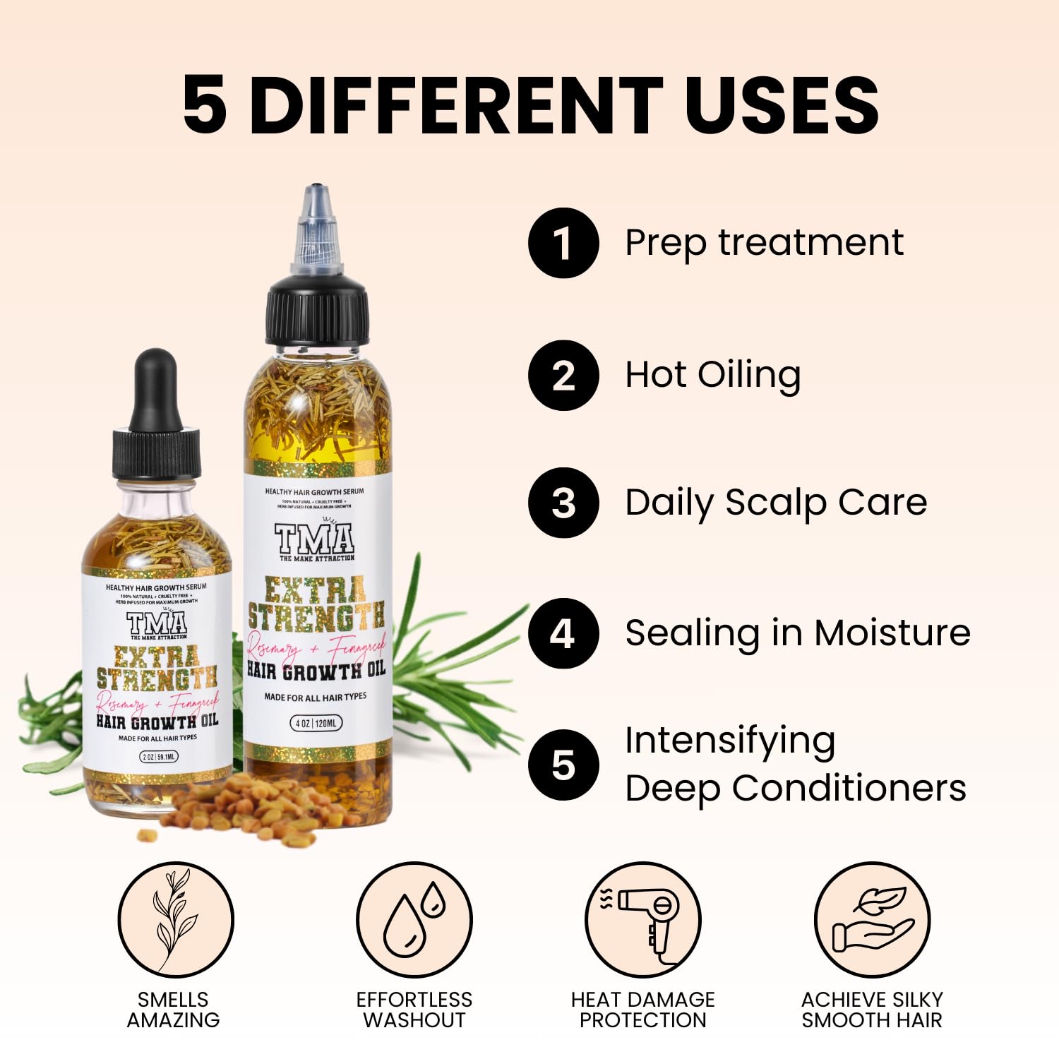Applying The Mane Attraction oil to scalp demonstrating soothing massage benefit
