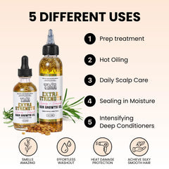 Applying The Mane Attraction oil to scalp demonstrating soothing massage benefit