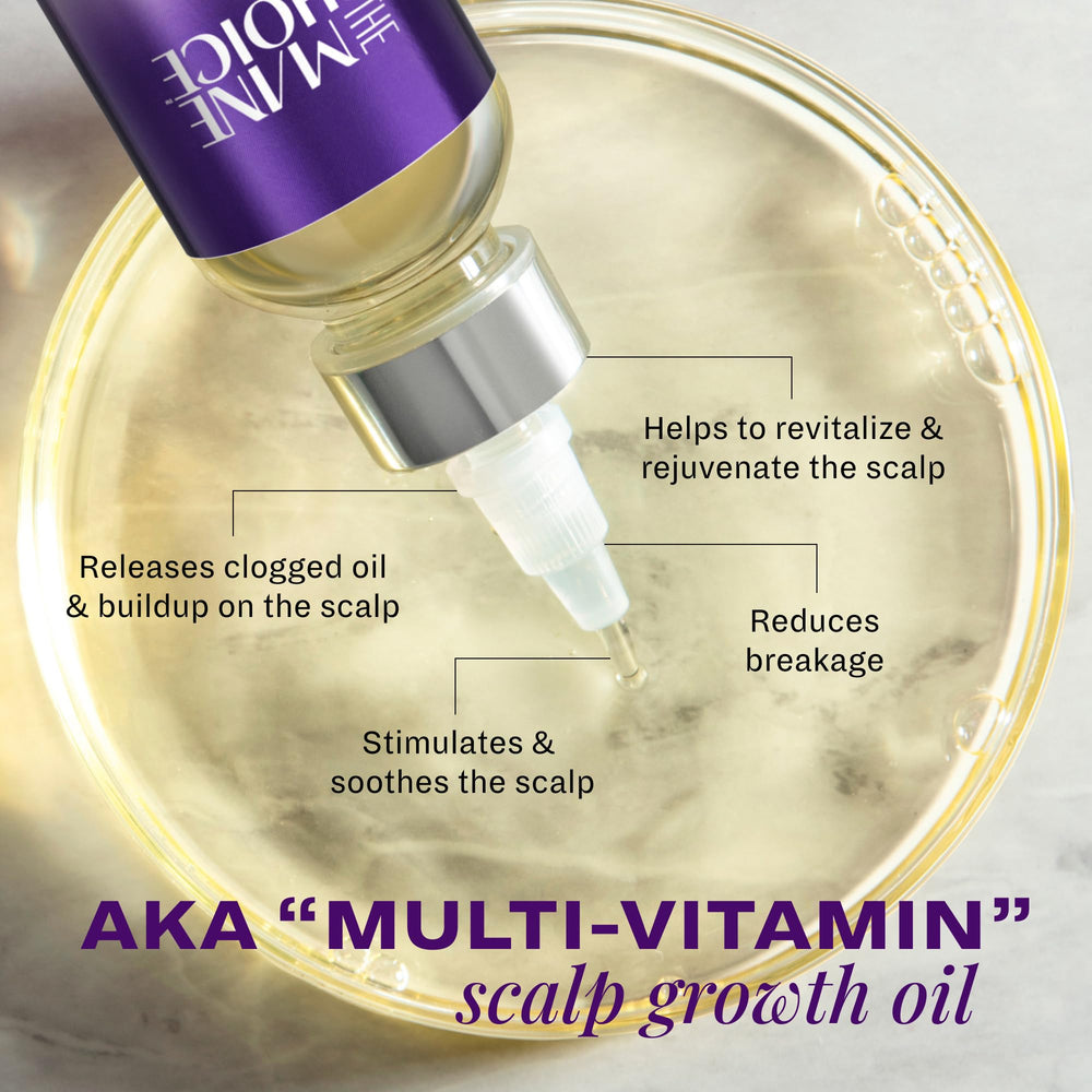 The Mane Choice pouring oil close-up, demonstrating lightweight non-greasy texture benefit