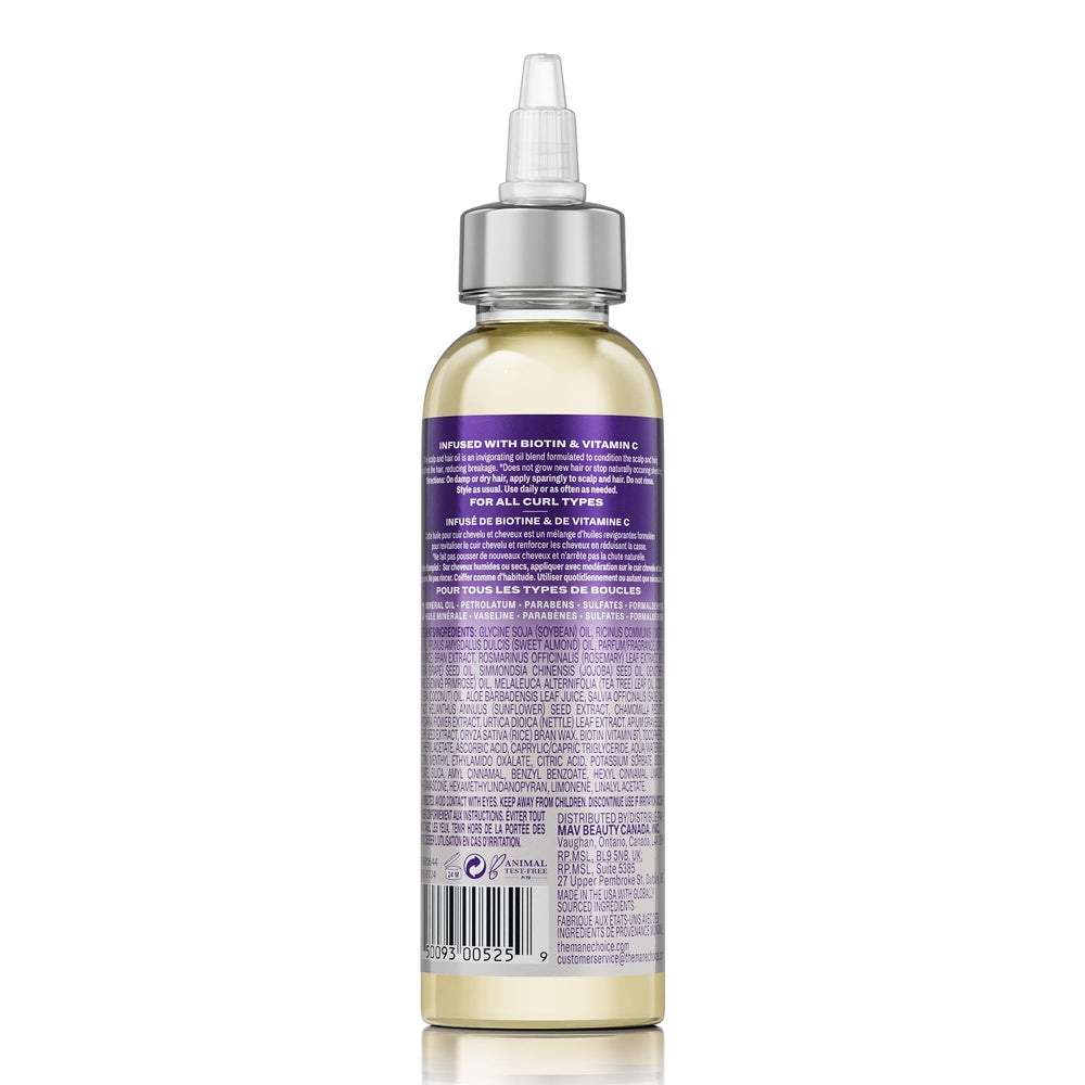 The Mane Choice bottle held in hand for scale, showing travel-friendly 4 fl oz size benefit