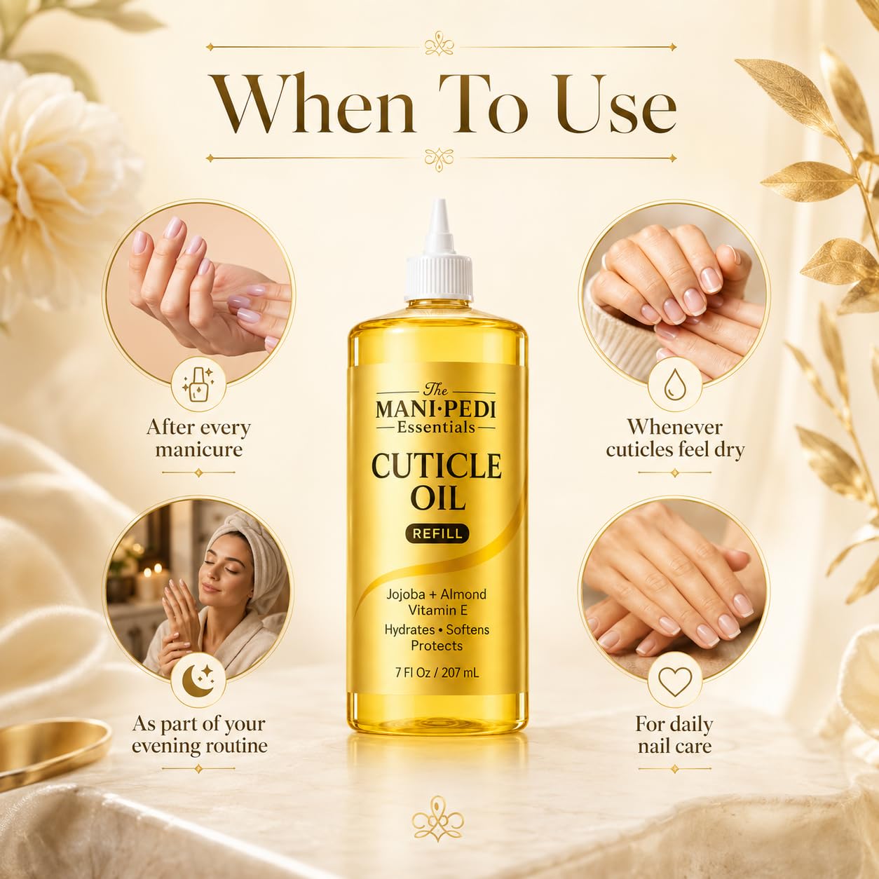The Mani Pedi Essentials ingredients jars featuring jojoba almond vitamin E