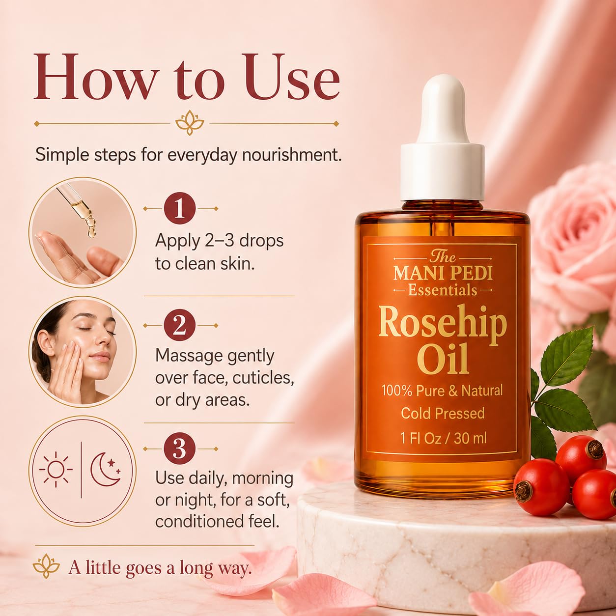 A few drops of rosehip oil mixed into cream showing customization of hydration benefit