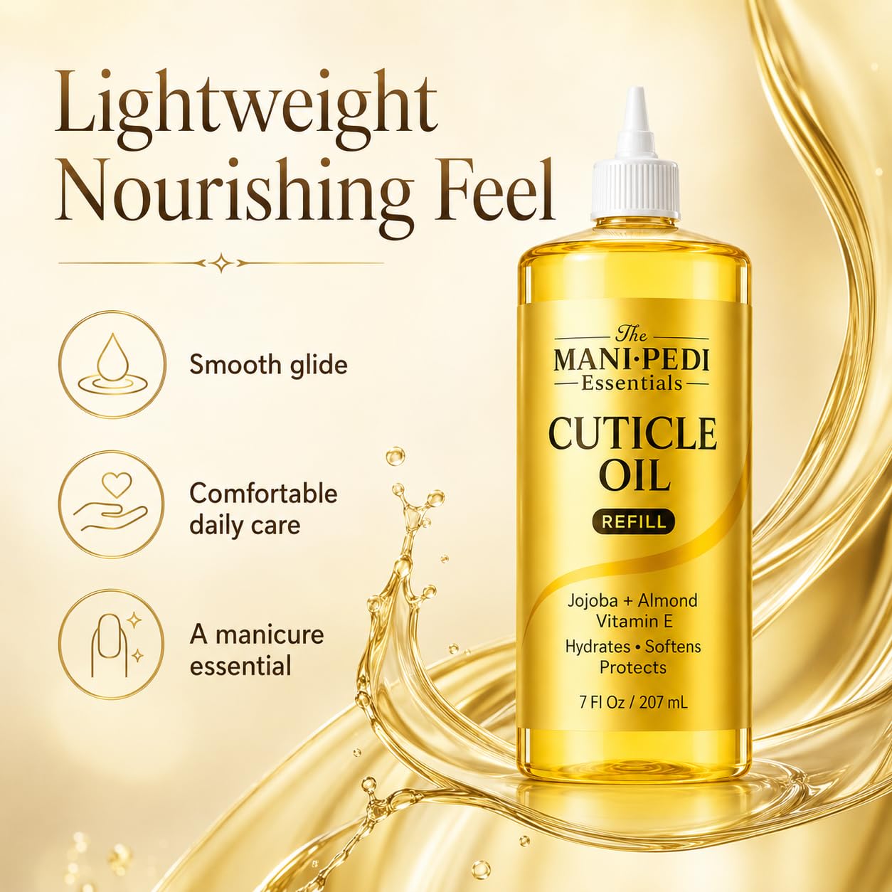 The Mani Pedi Essentials on a salon station for professional refill use
