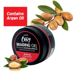 Ingredient label of The MORE gel highlighting argan oil for conditioning benefit