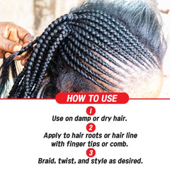 Using The MORE gel to smooth hairline edges for a polished, frizz-free finish