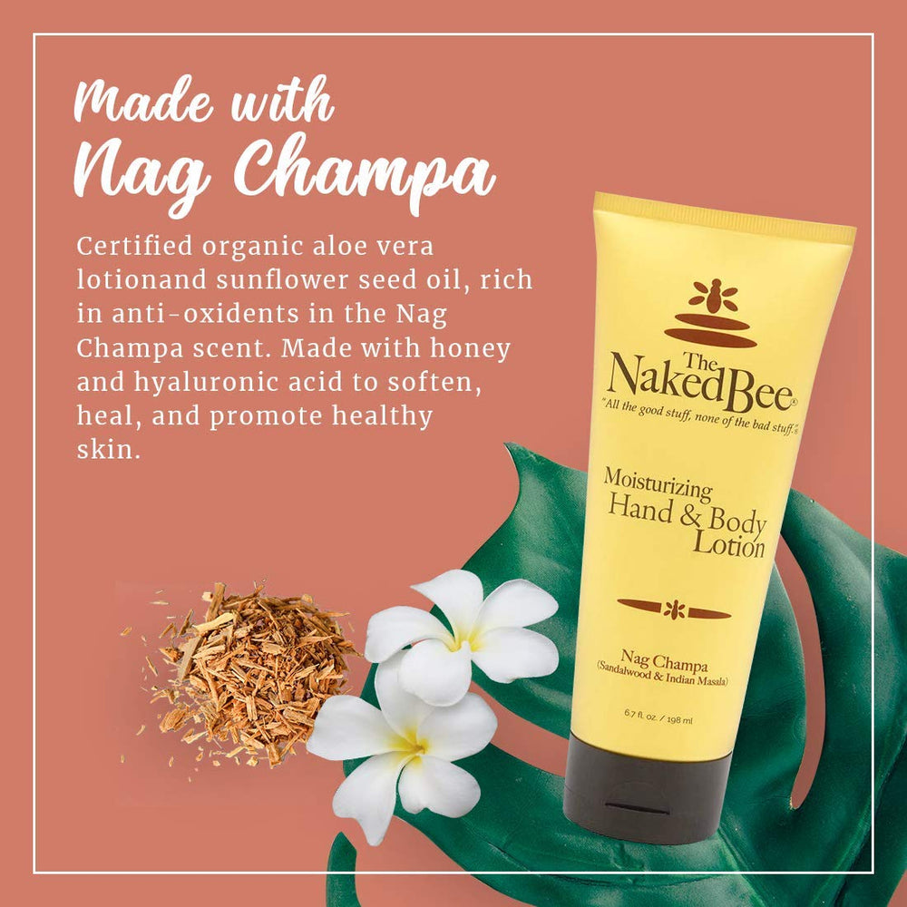 The Naked Bee lotion texture close-up showing quick-absorbing creamy finish
