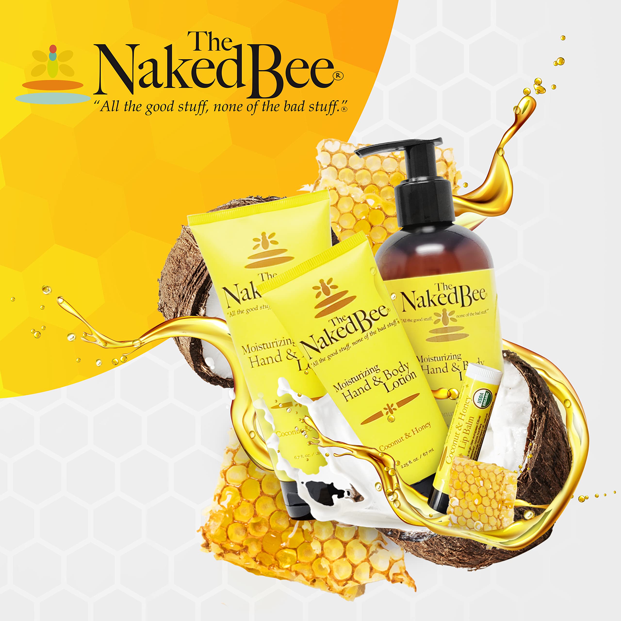 The Naked Bee ingredient label close-up highlighting clean formula and no parabens