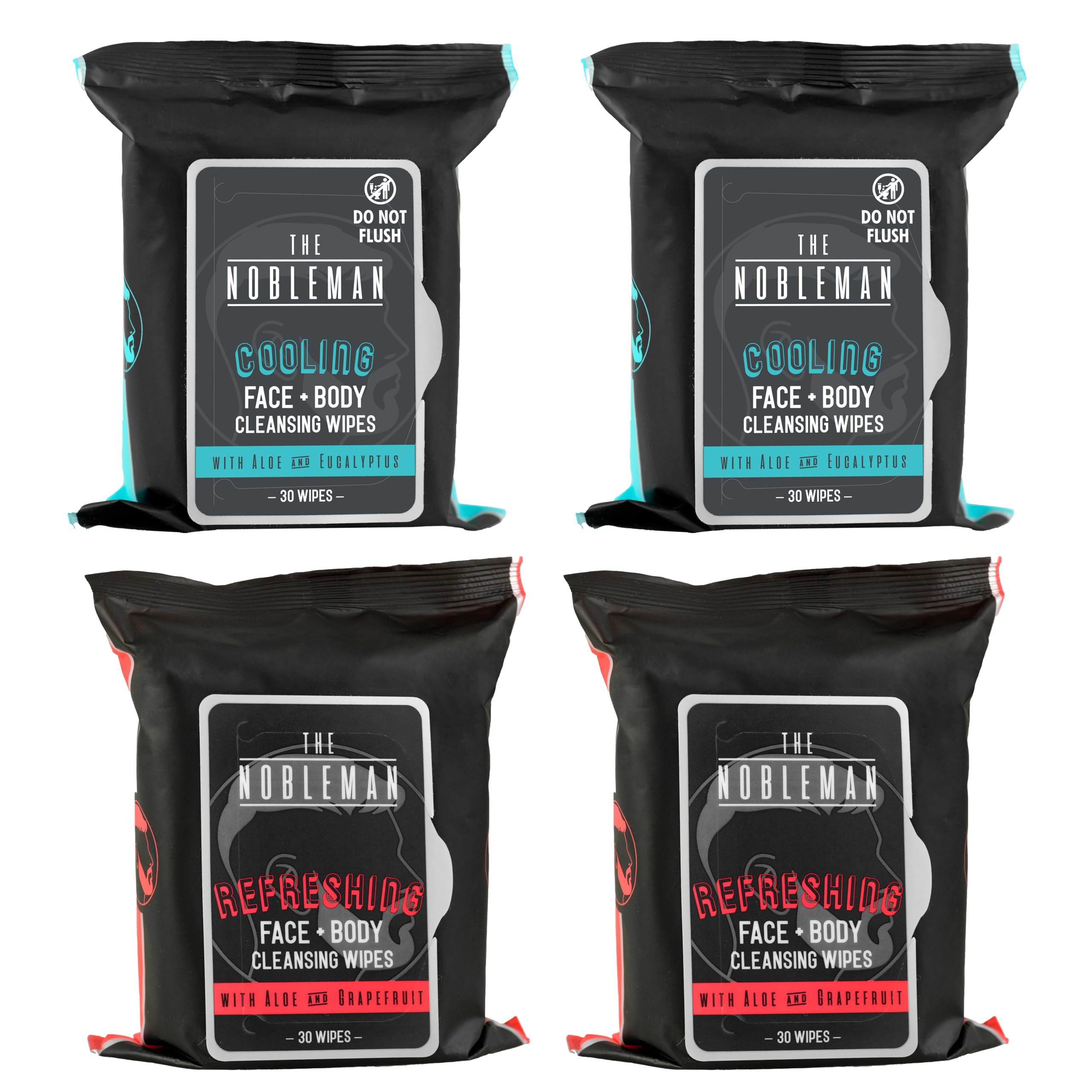 The Nobleman front packaging showing dual-scent 120-wipe set and portability benefit