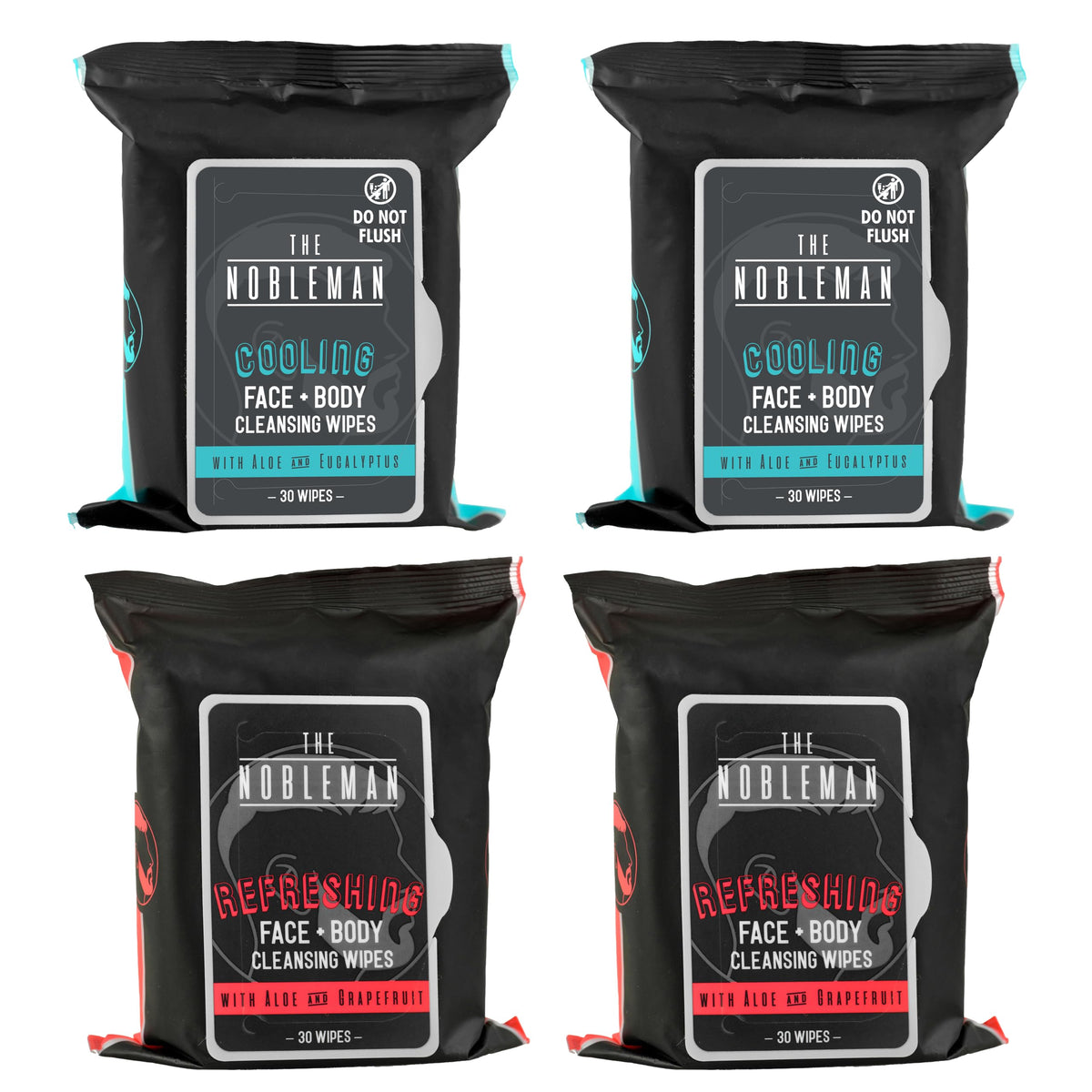 The Nobleman front packaging showing dual-scent 120-wipe set and portability benefit