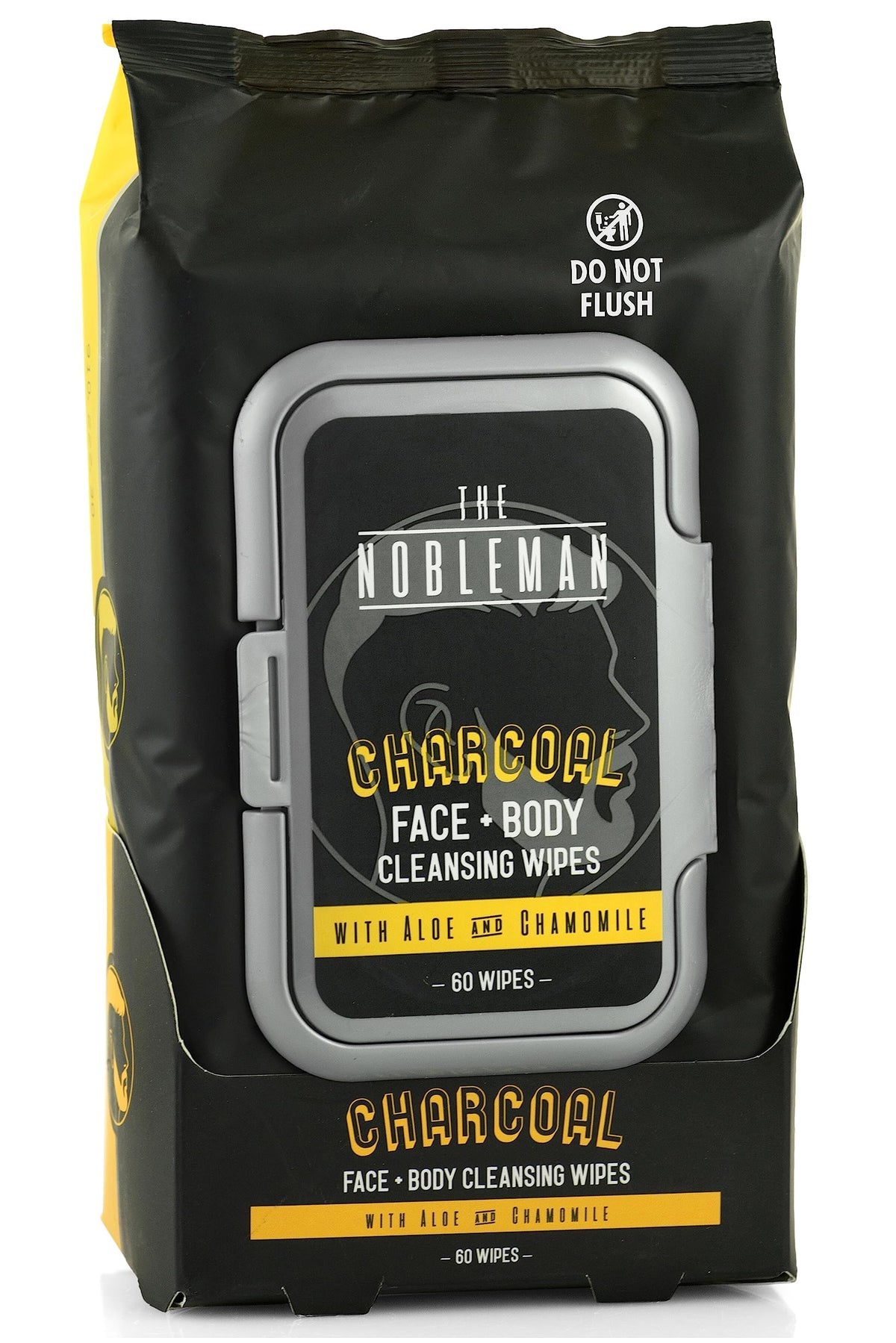 The Nobleman front packaging showing premium charcoal wipes benefit
