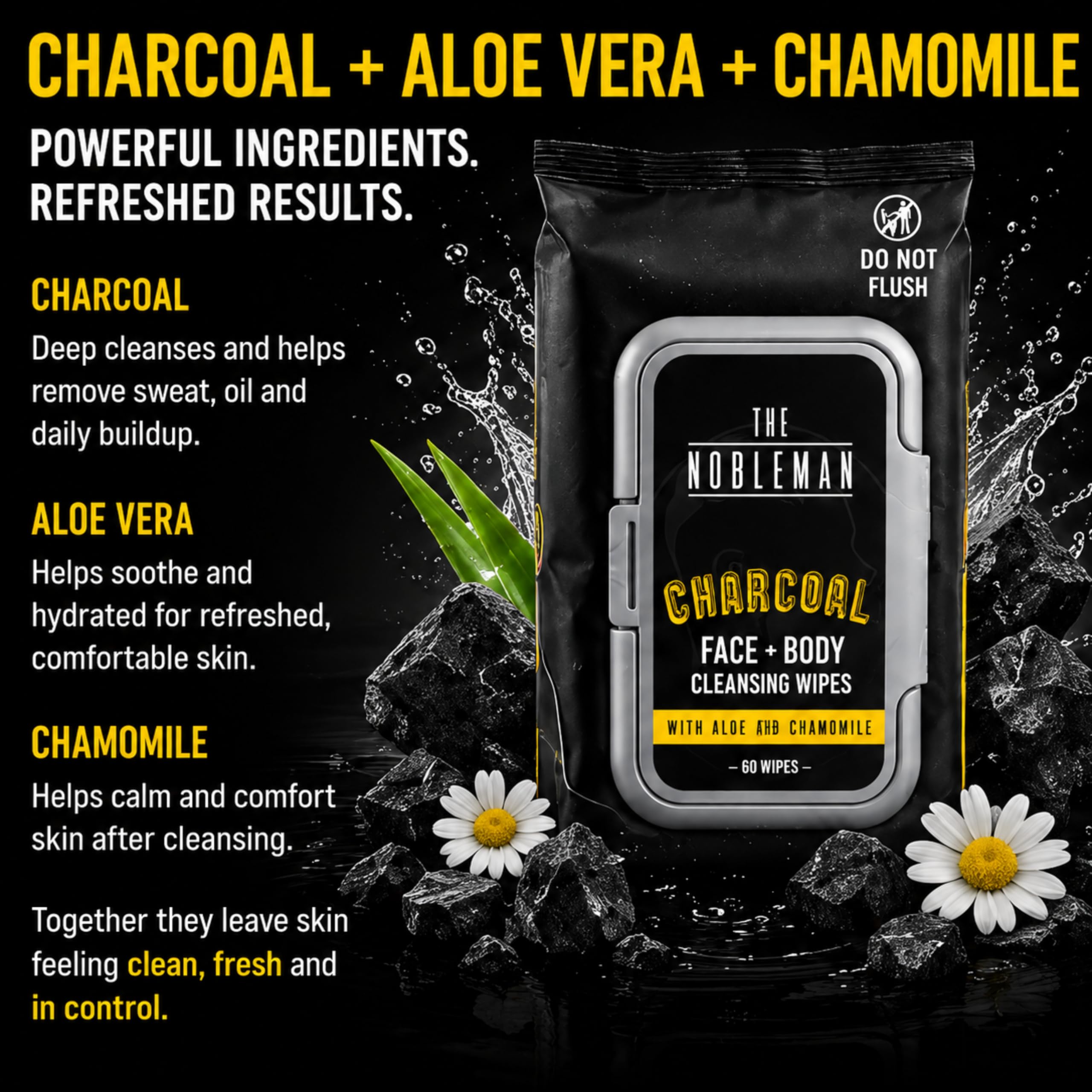 The Nobleman charcoal and aloe arrangement highlighting detox and hydration