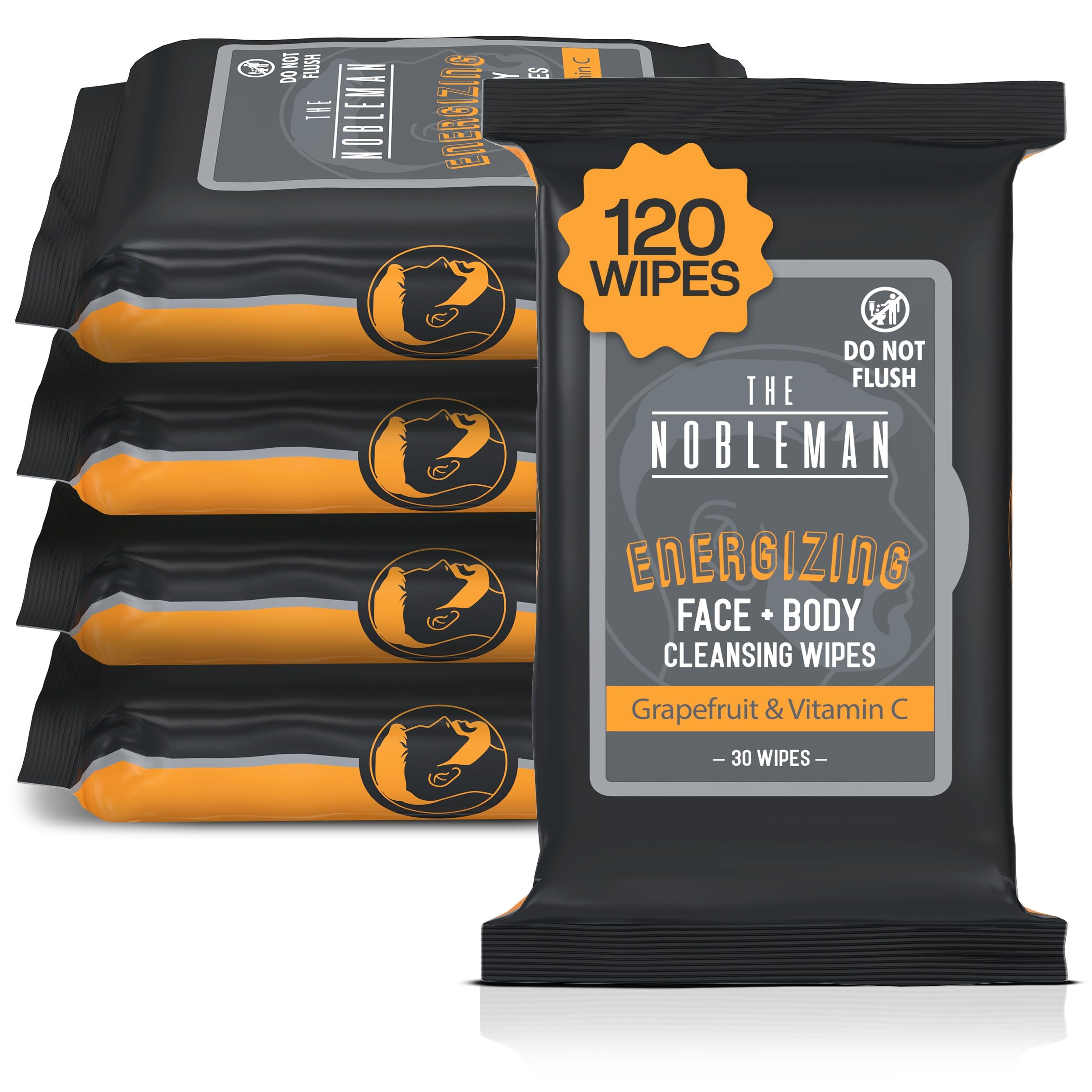 The Nobleman tub open with a wipe pulled out, convenient on-the-go cleansing