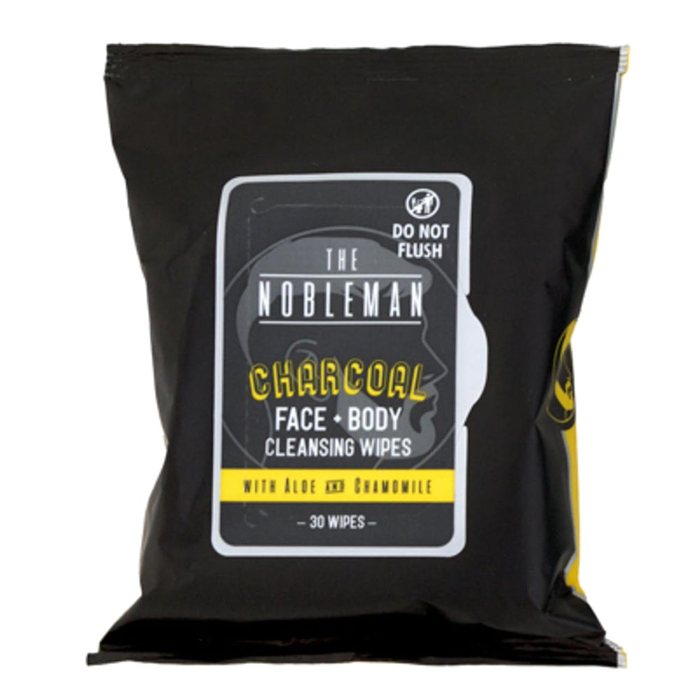 Hand using The Nobleman wipe to freshen face demonstrating quick post-workout clean