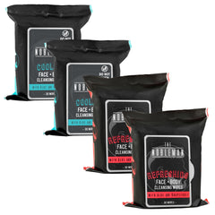 The Nobleman wipe in use on neck after workout providing instant cooling refreshment