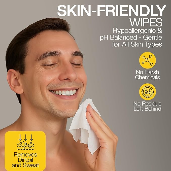 The Nobleman wipes placed with passport and toiletries for travel convenience
