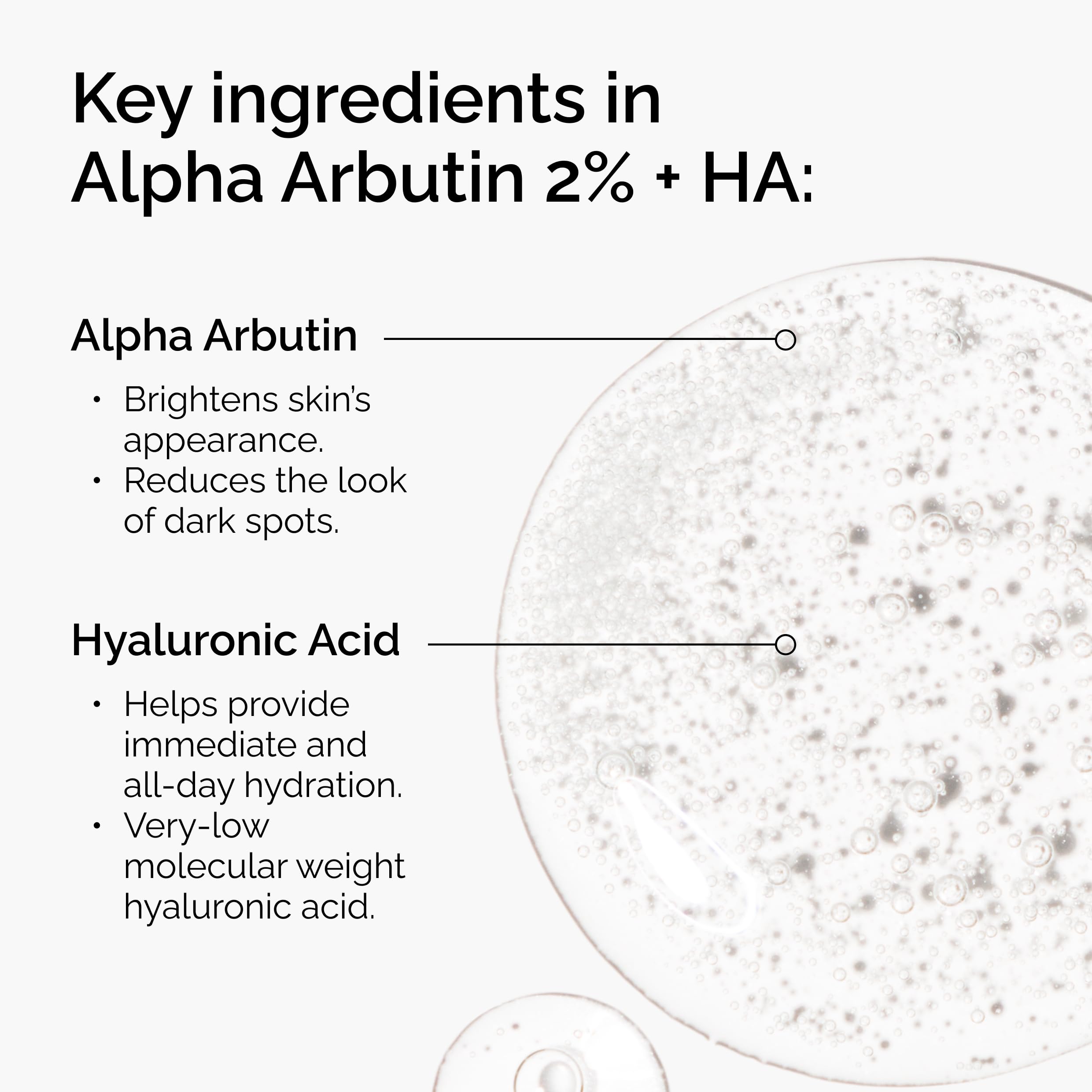 The Ordinary serum droplet on skin demonstrating quick absorption and hydration