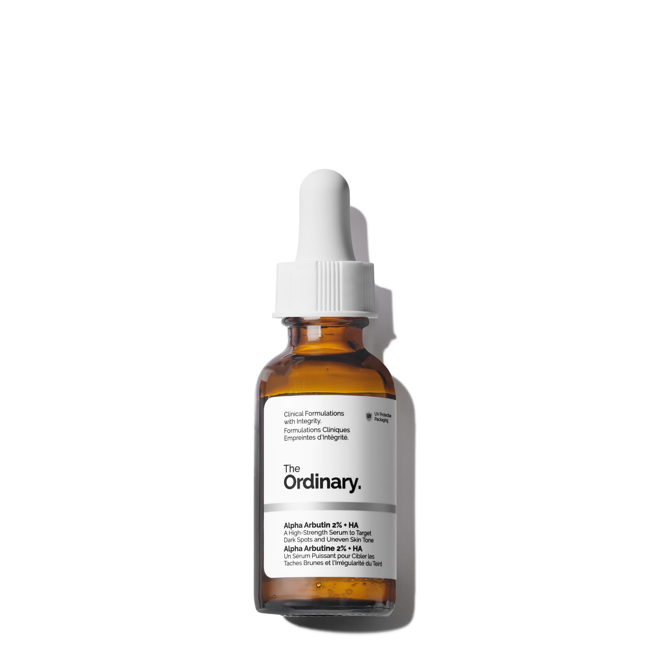 The Ordinary bottle front view showing product and brightening benefit