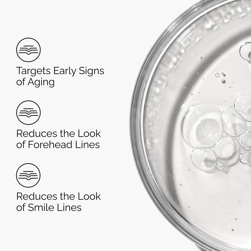 The Ordinary applying serum to forehead demonstrating targeted wrinkle care