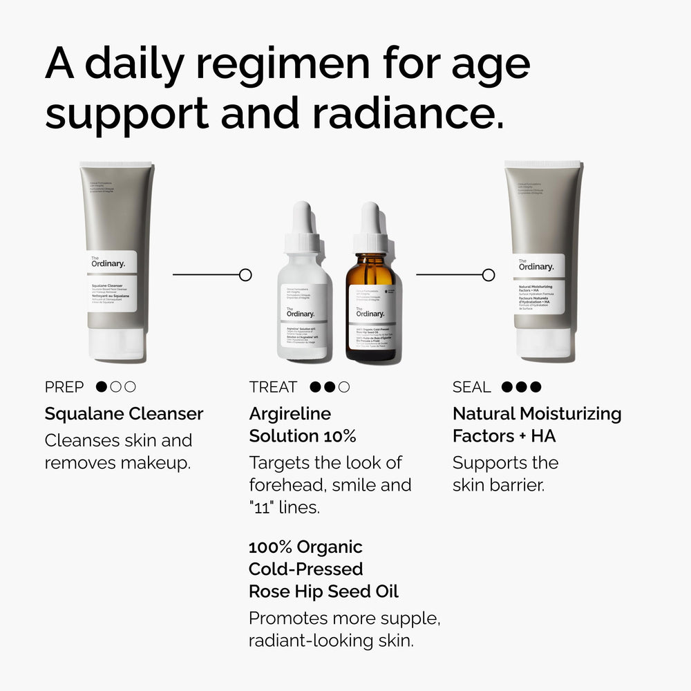 The Ordinary bottle held in hand conveying product size and portable benefit
