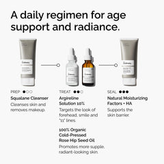 The Ordinary bottle held in hand conveying product size and portable benefit