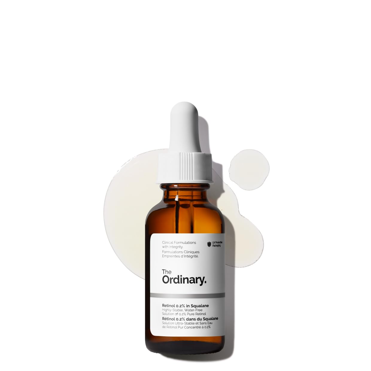 The Ordinary bottle front view showing product and benefits for gentle retinol