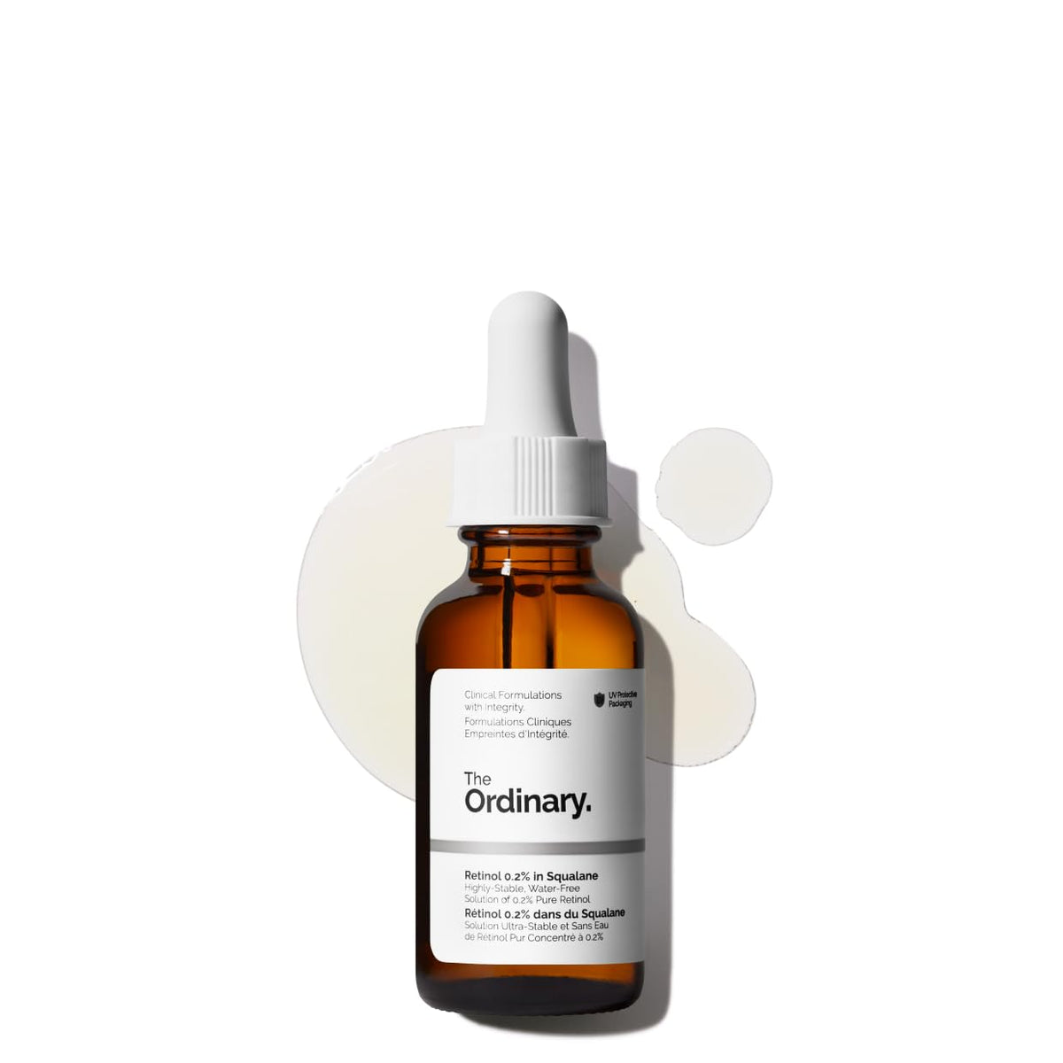 The Ordinary bottle front view showing product and benefits for gentle retinol