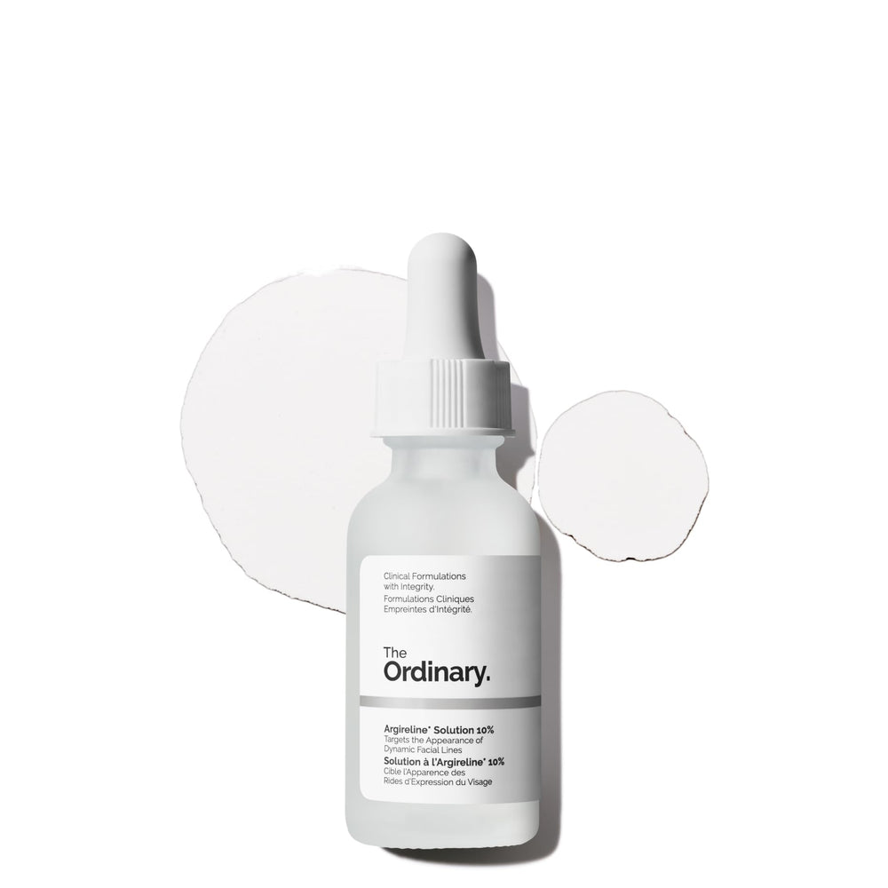 The Ordinary front bottle showing clean packaging and clear serum benefit
