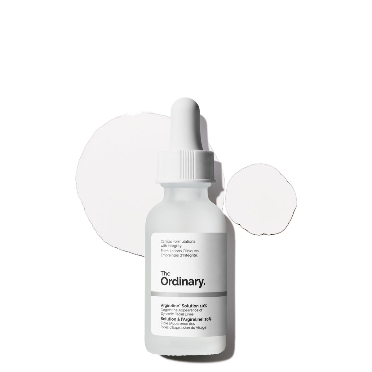 The Ordinary front bottle showing clean packaging and clear serum benefit