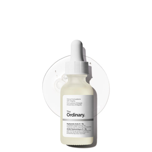 The Ordinary front packaging showing the 1 fl oz hydrating serum and clear branding benefit