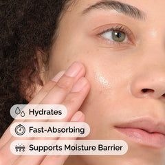 The Ordinary squalane applied to face demonstrating hydration without greasy residue