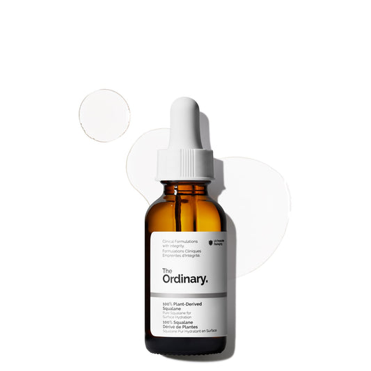 The Ordinary squalane front bottle showing compact 1 fl oz packaging and easy use