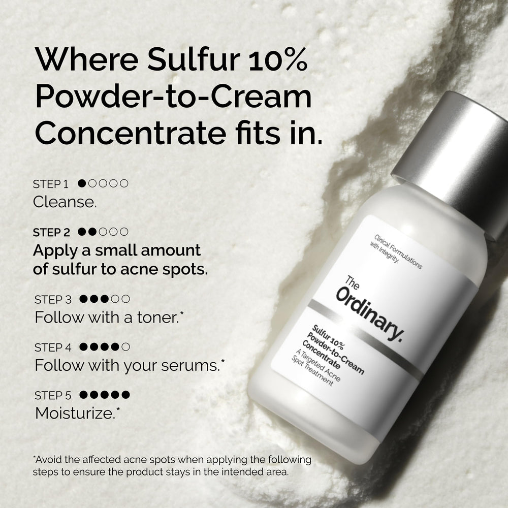 The Ordinary label and ingredients close-up highlighting colloidal sulfur
