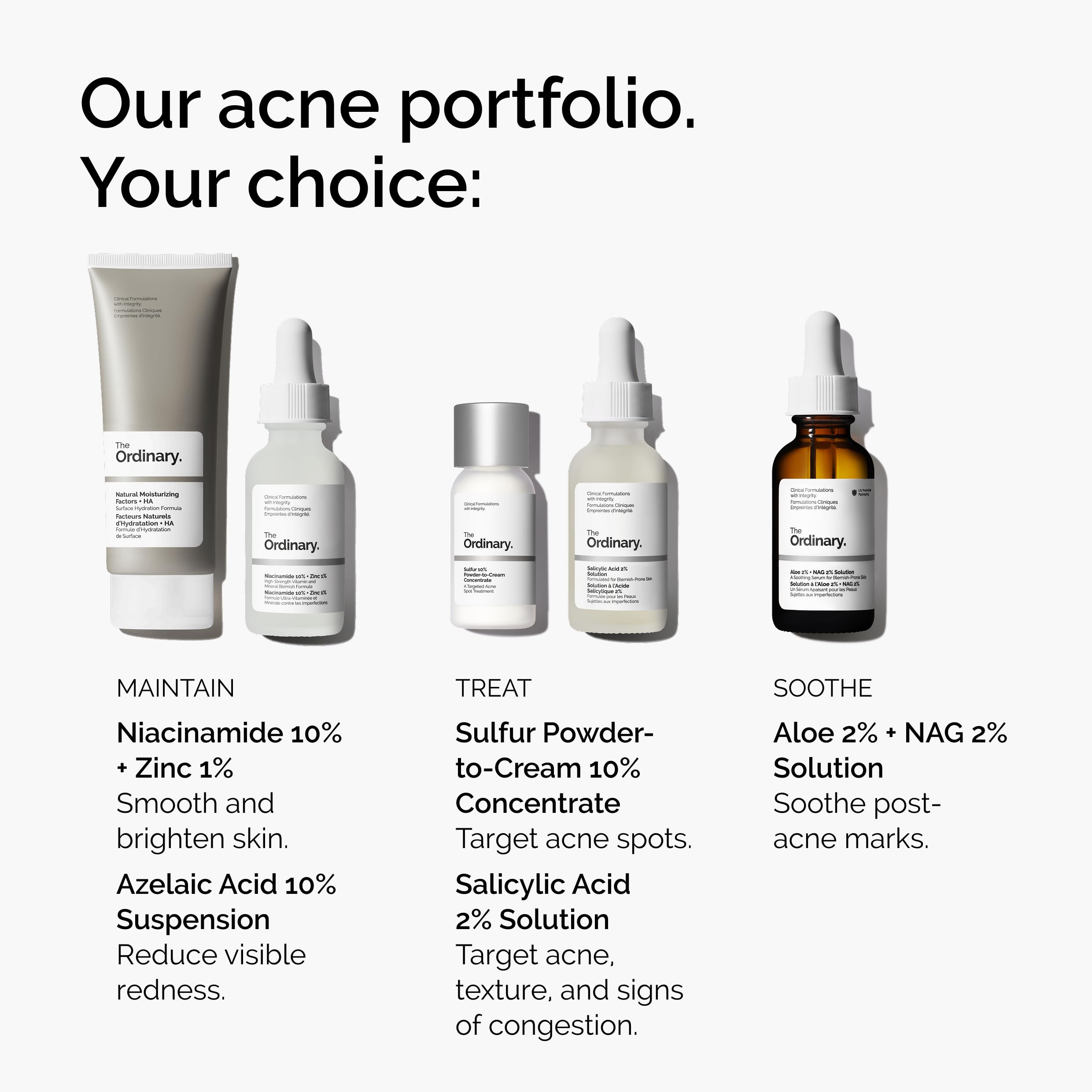 The Ordinary flatlay with skincare products showing routine compatibility